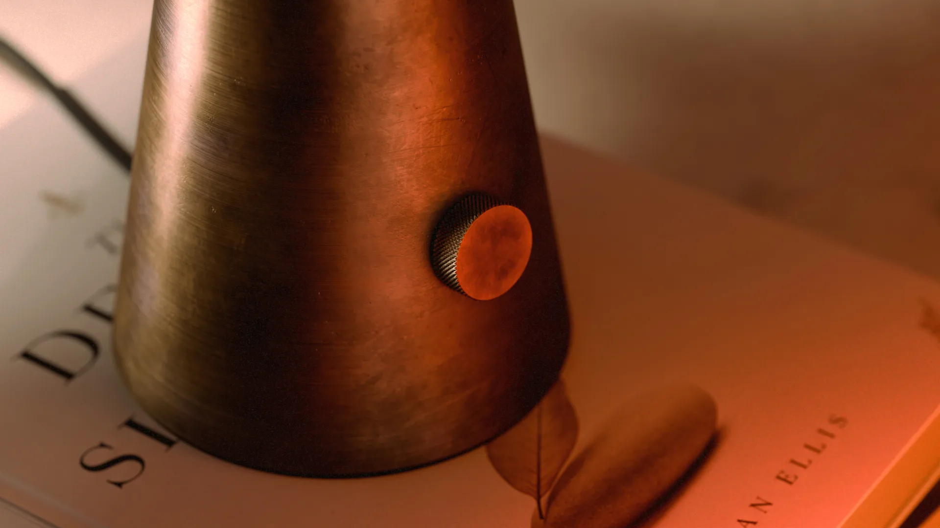 Close-up of the brass dimming knob on Table Lamp 001
